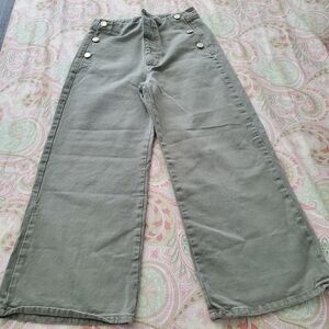Zara Light GREEN Trousers with Silver Button